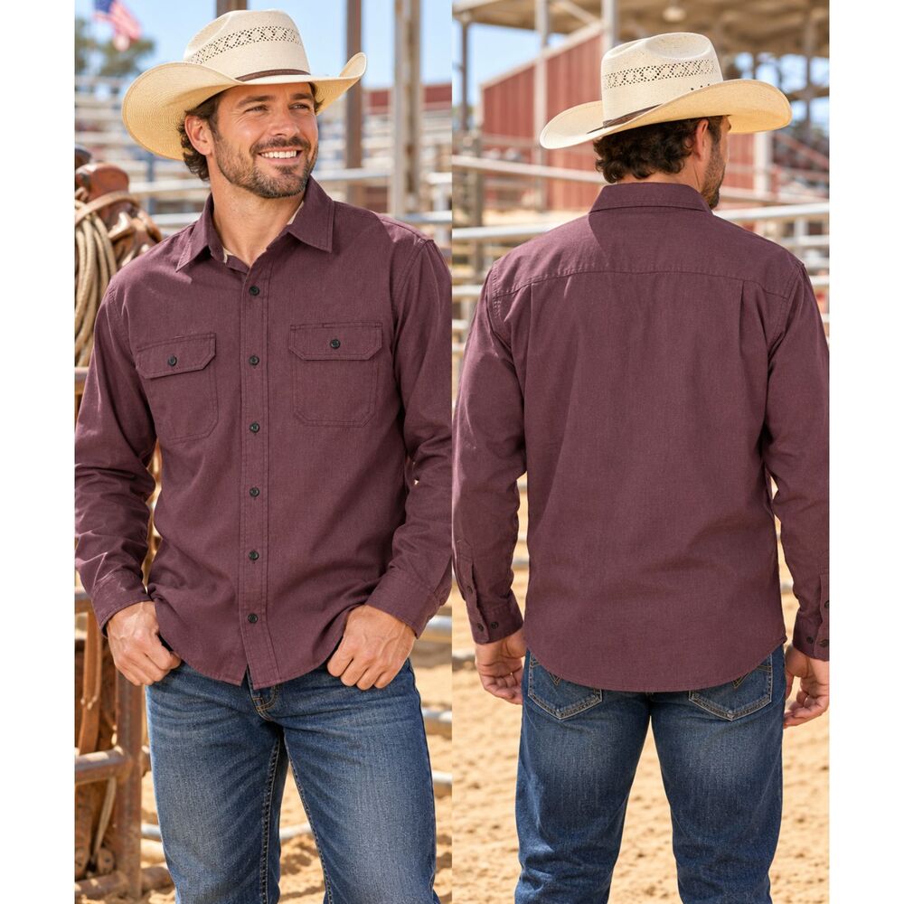 Wrangler Men's M Plum All Day Comfort Epic Soft Flex Relaxed Fit Shirt NWT #24